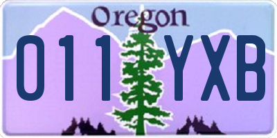 OR license plate 011YXB
