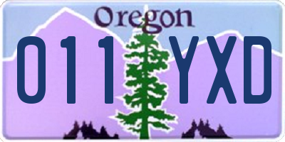 OR license plate 011YXD