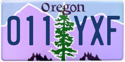 OR license plate 011YXF