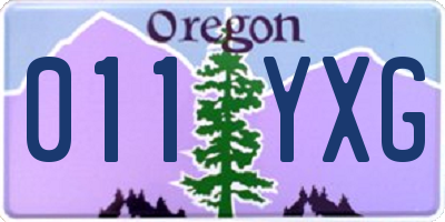 OR license plate 011YXG