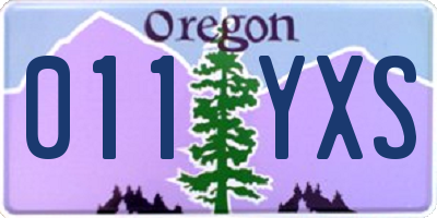 OR license plate 011YXS