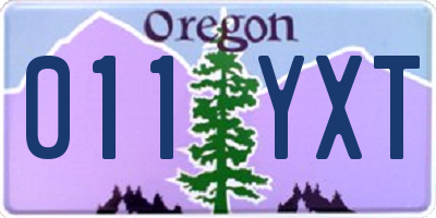 OR license plate 011YXT