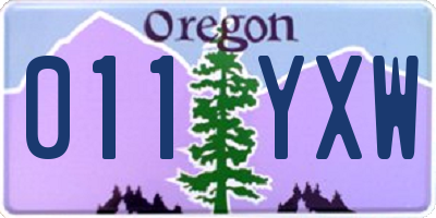 OR license plate 011YXW