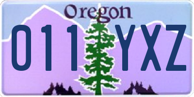 OR license plate 011YXZ