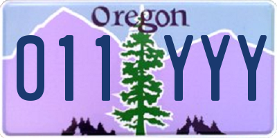 OR license plate 011YYY
