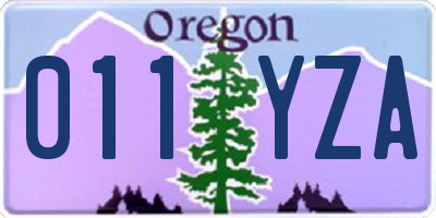 OR license plate 011YZA