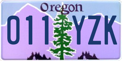 OR license plate 011YZK