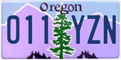 OR license plate 011YZN