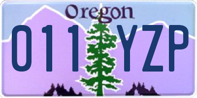 OR license plate 011YZP