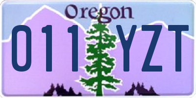 OR license plate 011YZT