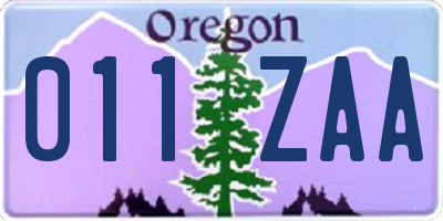 OR license plate 011ZAA