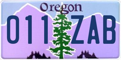 OR license plate 011ZAB