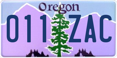 OR license plate 011ZAC