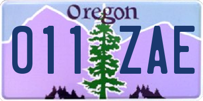 OR license plate 011ZAE