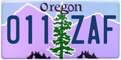 OR license plate 011ZAF