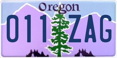 OR license plate 011ZAG