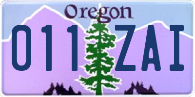OR license plate 011ZAI