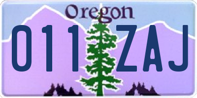 OR license plate 011ZAJ