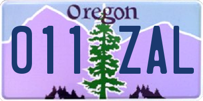 OR license plate 011ZAL