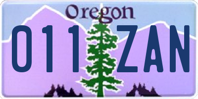 OR license plate 011ZAN