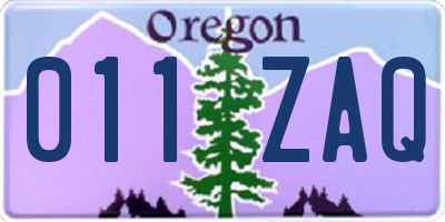 OR license plate 011ZAQ