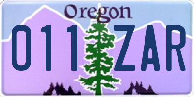 OR license plate 011ZAR