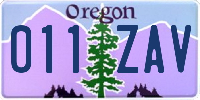 OR license plate 011ZAV