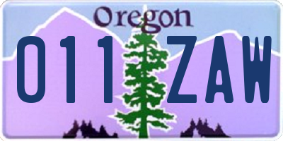 OR license plate 011ZAW