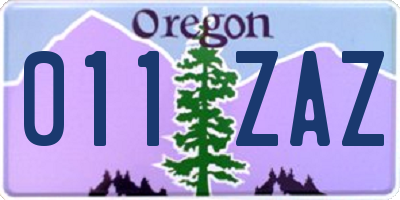OR license plate 011ZAZ