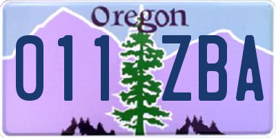 OR license plate 011ZBA