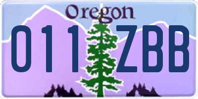 OR license plate 011ZBB