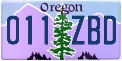 OR license plate 011ZBD