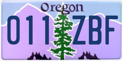 OR license plate 011ZBF