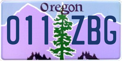 OR license plate 011ZBG