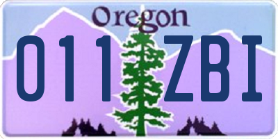 OR license plate 011ZBI
