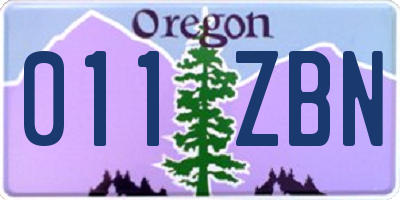 OR license plate 011ZBN