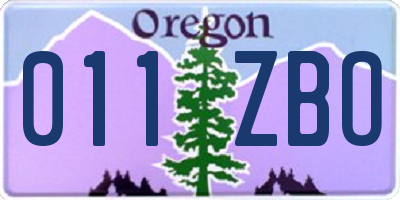 OR license plate 011ZBO