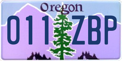 OR license plate 011ZBP