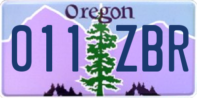 OR license plate 011ZBR