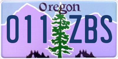 OR license plate 011ZBS