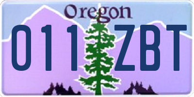 OR license plate 011ZBT