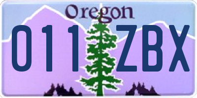 OR license plate 011ZBX
