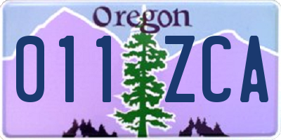 OR license plate 011ZCA