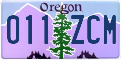 OR license plate 011ZCM