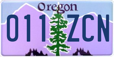 OR license plate 011ZCN