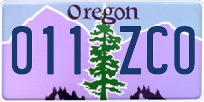 OR license plate 011ZCO