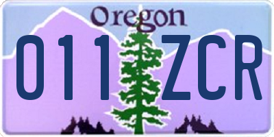 OR license plate 011ZCR