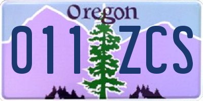 OR license plate 011ZCS
