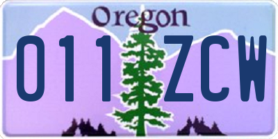 OR license plate 011ZCW