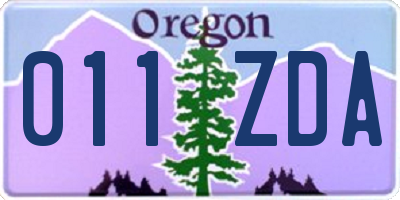 OR license plate 011ZDA